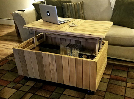 Reclaimed Pallet Coffee Table With Lift Top Lid Tools4wood