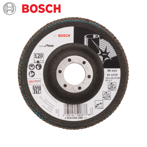 Bosch - 115MM, 120G, BEST FOR INOX ANGLED FLAP | Tools4Wood