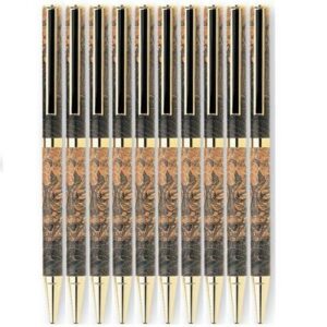 10-Pack Slim Style Clip Ballpoint Pen Kit - Cobalt Gold