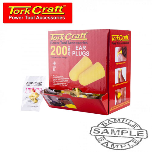 TorkCraft Ear Plugs Bullet Shape Yellow – 200/Box