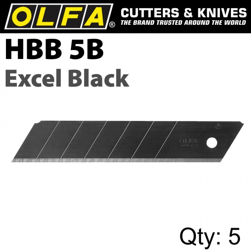 Olfa Blades Excel Black 5pk Ultra Sharp For H1, NH1, XH1 Cutters 25mm