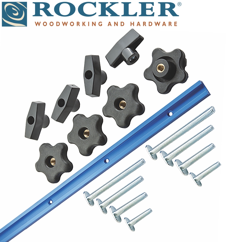 Rockler Universal Aluminum T Track Kit (17-Piece), 4' Length T Track  Aluminum w/ Unique Stacked-Slot Design - T Tracks Woodworking Kit Includes T-Slot  Bolts, T-Knobs, 5-Star Knobs - Jigs 