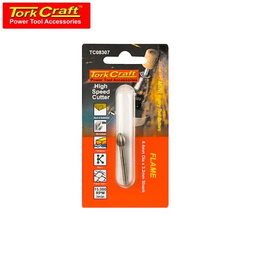 TorkCraft Mini H/Speed Cutter 6.4mm Flame 3.2mm Shank (TC08307)