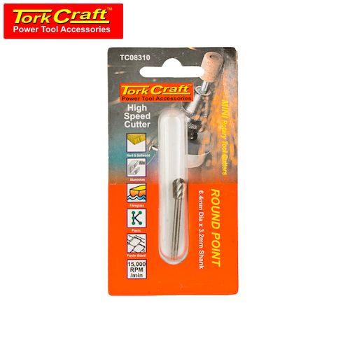 TorkCraft Mini H/Speed Cutter 6.4mm Round Point 3.2mm Shank (TC08310)