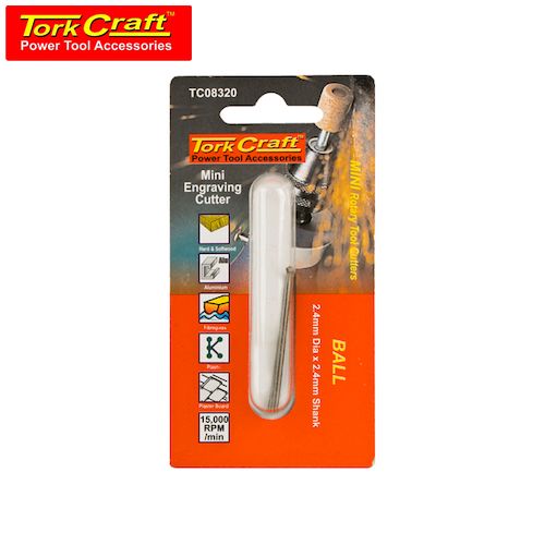 TorkCraft Mini Engraving Cutter 2.4mm Ball 2.4mm Shank (TC08320)