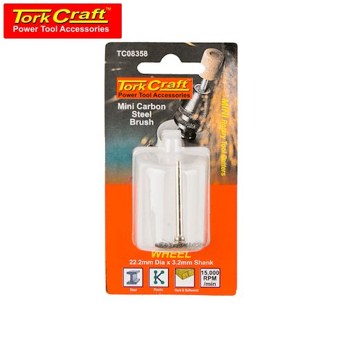 TorkCraft Mini Carbon Steel Brush 19.1mm Wheel 3.2mm Shank (TC08358)