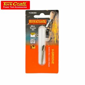 TorkCraft Mini Router Bit 6.4mm V-Groove 3.2mm Shank (TC08385)