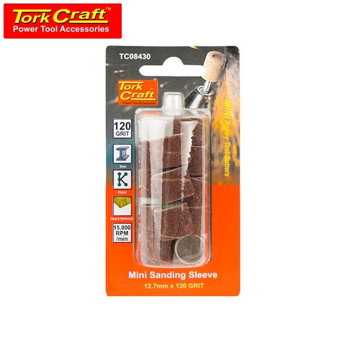 TorkCraft Mini Sanding Sleeve 12.7mm 120G 12Pc (TC08430)