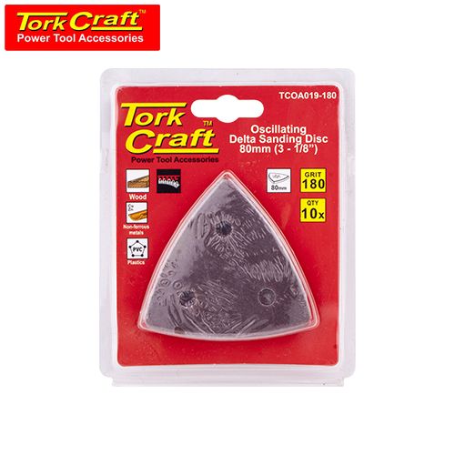 TorkCraft 10Pc Oscilating Sandpaper A/O 80mm Delta Shape 180Grit
