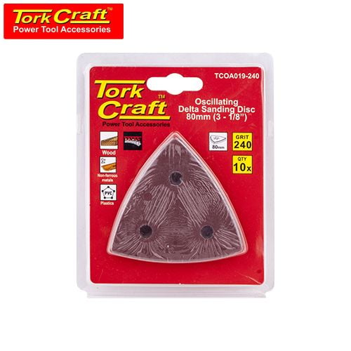 TorkCraft 10Pc Oscilating Sandpaper A/O 80mm Delta Shape 240Grit