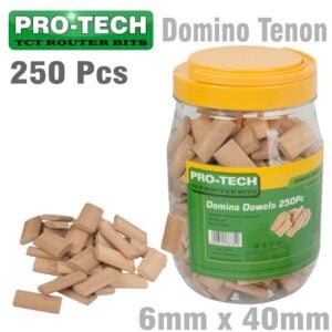 Pro-Tech 250Pc Beech Wood Domino Tenon 6 X 40MM in Jar