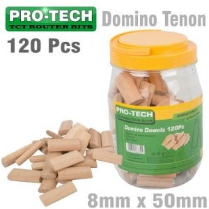 Pro-Tech 120Pc Beech Wood Domino Tenon 8 X 50MM in Jar