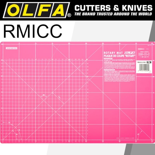 Olfa Mat Rotary 450 X 300mm Metric & Inch Double Sided Pink (MAT RMICC-PIK)