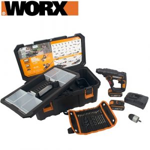 Worx MAX 3-in-1 H3 Rotary Hammer Drill 20V Li-Ion 2.0Ah Kit + 30Pc Acc. Toolbox | WRX WX390.5