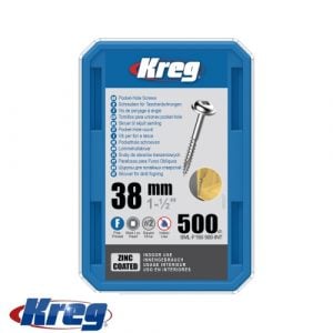 Kreg 500Pk Zinc Pocket-Hole Screws 38mm #7 Fine Maxi-Loc | SML-F150-500-INT