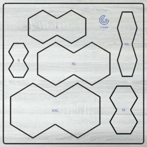 5mm Cast Acrylic Router Templates 6Pc Large Hexagon Bowtie Inlay Set 195x195mm | CJT049