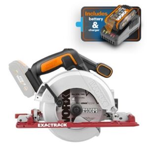 Worx - 20V Cordless EasyTrack Circular Saw 165mm + Battery & Charger | WX530.9-BCSK