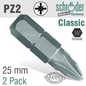 Schroder 2/Pk PZ No. 2 x 25mm Insert Bit | SC20122