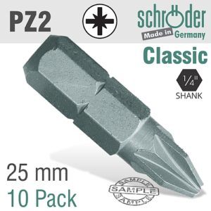 Schroder 10/Pk PZ No. 2 x 25mm Insert Bit | SC2012C10