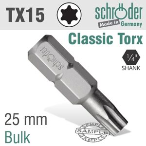 Schroder TORX TX15 x 25mm Insert Bit | SC20859