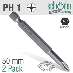 Schroder 2/Pk PH No. 1 x 50mm Insert Bit | SC23012