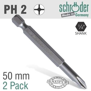 Schroder 2/Pk PH No. 2 x 50mm Power Insert Bit | SC23022