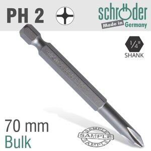 Schroder PH No. 2 x 70mm Power Insert Bit (Bulk) | SC23059
