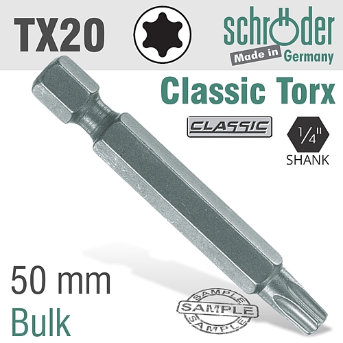 Schroder TORX TX20 x 50mm Power Insert Bit (Bulk) | SC23869