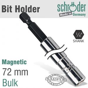 Schroder Magnetic Insert Bit Holder 72mm - Hex Drive 1/4