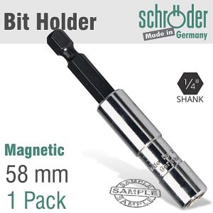 Schroder Magnetic Insert Bit Holder 58mm - Hex Drive 1/4