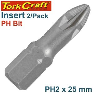 Tork Craft 2/Pk PHILLIPS No. 2 x 25mm Insert Bit | T PH0225C