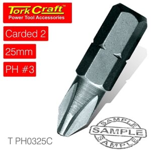 Tork Craft 2/Pk PHILLIPS No. 3 x 25mm Insert Bit | T PH0325C