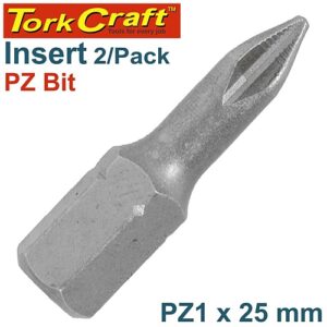 Tork Craft 2/Pk POZI No. 1 x 25mm Insert Bit | T PZ0125C