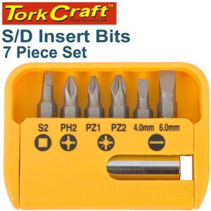 Tork Craft 7Pc PZ, PH & SL 25mm Insert Bit Set Incl. Bit Holder | T SC25007C