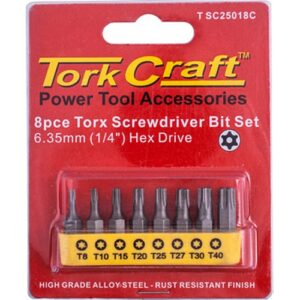 Tork Craft 8Pc TORX Security T8 - T40 Insert Bit Set | T SC25018C