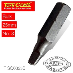 Tork Craft ROBERTSON No. 3 x 25mm Insert Bit (Bulk) | T SQ0325B