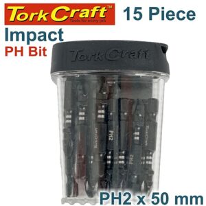 Tork Craft 15Pc PHILLIPS No. 2 x 50mm PWR Impact Insert Bits (Tic-Tac Case) | TCIPH025015