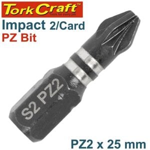 Tork Craft 2/Pk POZI No. 2 x 25mm Impact Insert Bit | TCIPZ0225C