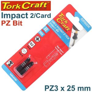 Tork Craft 2/Pk POZI No. 3 x 25mm Impact Insert Bit | TCIPZ0325C