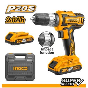 Ingco 20V Cordless Impact Drill 45Nm + 2.0Ah Batteries & Charger | CIDLI200215