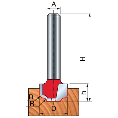 Freud Ogee Groove Router Bit, D-22.23mm x h-10.4mm x H-42.4mm x R-3.18mm x A-1/4