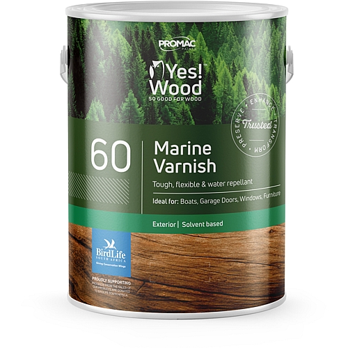 Yes Wood 60 - Marine Varnish Gloss, Exterior, Clear 1L | OB628-5-1L