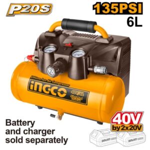 Ingco P20S 40V Cordless Air Compressor 6L- 9 Bar (Solo Unit) | CACLI2003