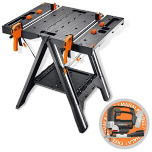 Worx Pegasus Multi-Function Work Table & Sawhorse + FREE 20V Pendulum Jigsaw (Bare Tool)