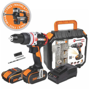 Worx 20V BL SLAMMER 3-In-1 Hammer Drill Kit + FREE 4-In-1 20V Portable Air Pump Inflator (Bare Tool)