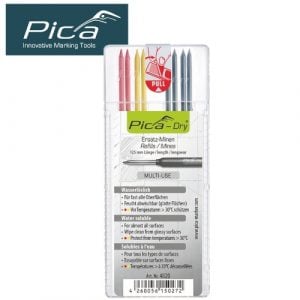 Pica Refills Dry – Basic Set Of 8 Leads – 2 x Red /2 x Yellow /4 x Graphite (PICA4020)